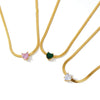 Women's Stainless Steel Heart Necklace With Zircon Inlay 18K Vacuum Plated Geometric Pendant And Regular Chain