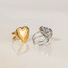 Women's Stainless Steel Heart Open Ring Geometric Design Electroplated