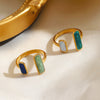 Women's Stainless Steel Heart Open Ring With Colorful Oil Drip Enamel Electroplated Retro Adjustable Design