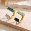 Women's Stainless Steel Heart Open Ring With Colorful Oil Drip Enamel Electroplated Retro Adjustable Design