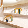 Women's Stainless Steel Heart Open Ring With Colorful Oil Drip Enamel Electroplated Retro Adjustable Design