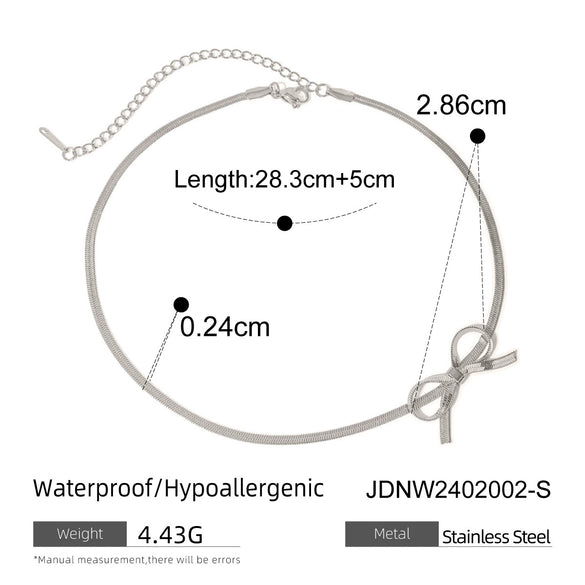 Women's Stainless Steel Heart Pattern Bow Series Earrings Necklace Ring With Butterfly Tassel And Electroplating