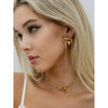 Women's Stainless Steel Heart Pattern Bow Series Earrings Necklace Ring With Butterfly Tassel And Electroplating