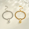Women's Stainless Steel Heart Pattern Bracelet With Zircon Rhinestones 18K Gold Vacuum Plated Geometric Chain Jewelry