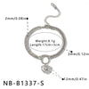 Women's Stainless Steel Heart Pattern Bracelet With Zircon Rhinestones 18K Gold Vacuum Plated Geometric Chain Jewelry