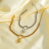 Women's Stainless Steel Heart Pattern Bracelet With Zircon Rhinestones 18K Gold Vacuum Plated Geometric Chain Jewelry