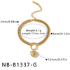 Women's Stainless Steel Heart Pattern Bracelet With Zircon Rhinestones 18K Gold Vacuum Plated Geometric Chain Jewelry