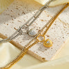 Women's Stainless Steel Heart Pattern Bracelet With Zircon Rhinestones 18K Gold Vacuum Plated Geometric Chain Jewelry