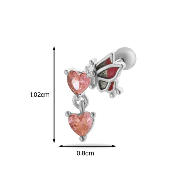 Women's Stainless Steel Heart Pattern Electroplating Ear Nail