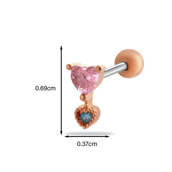 Women's Stainless Steel Heart Pattern Electroplating Ear Nail