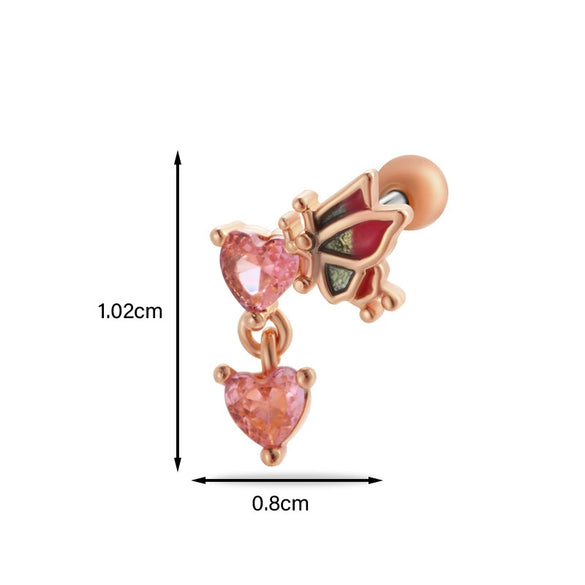 Women's Stainless Steel Heart Pattern Electroplating Ear Nail