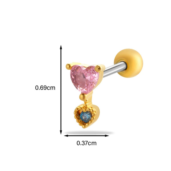 Women's Stainless Steel Heart Pattern Electroplating Ear Nail