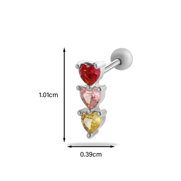 Women's Stainless Steel Heart Pattern Electroplating Ear Nail
