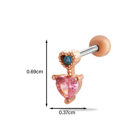 Women's Stainless Steel Heart Pattern Electroplating Ear Nail