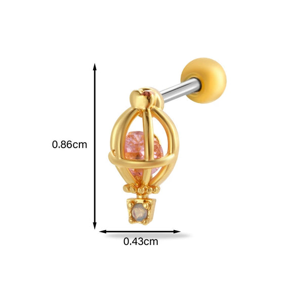 Women's Stainless Steel Heart Pattern Electroplating Ear Nail