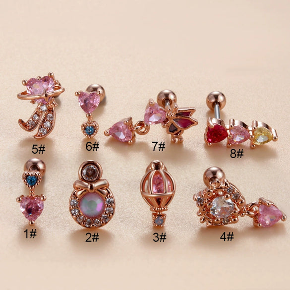Women's Stainless Steel Heart Pattern Electroplating Ear Nail