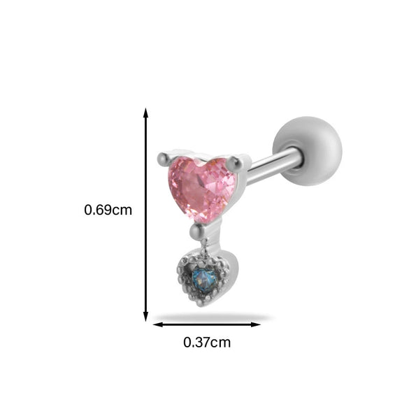 Women's Stainless Steel Heart Pattern Electroplating Ear Nail