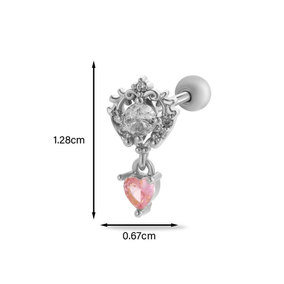 Women's Stainless Steel Heart Pattern Electroplating Ear Nail