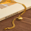 Women's Stainless Steel Heart Pendant Bracelet With Geometric Style And 18K Gold Vacuum Plated Finish
