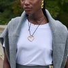 Women's Stainless Steel Heart Pendant Necklace With Electroplating And Wax Rope Chain