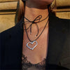 Women's Stainless Steel Heart Pendant Necklace With Electroplating And Wax Rope Chain