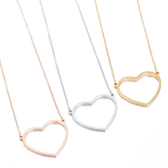 Women's Stainless Steel Heart Pendant Necklace With Geometric Design And Electroplated Finish Simple Ochain Collarbone Jewelry