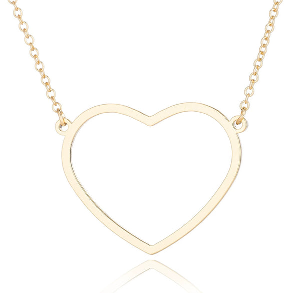 Women's Stainless Steel Heart Pendant Necklace With Geometric Design And Electroplated Finish Simple Ochain Collarbone Jewelry