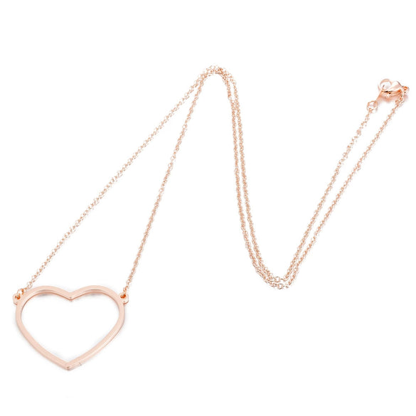 Women's Stainless Steel Heart Pendant Necklace With Geometric Design And Electroplated Finish Simple Ochain Collarbone Jewelry