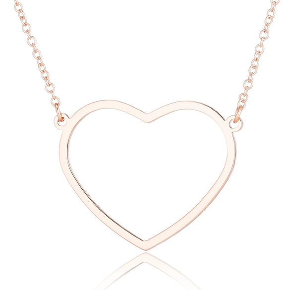 Women's Stainless Steel Heart Pendant Necklace With Geometric Design And Electroplated Finish Simple Ochain Collarbone Jewelry