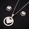 Women's Stainless Steel Heart Pendant Ochain Necklace And Matching Earrings Set With Electroplated Finish
