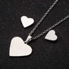 Women's Stainless Steel Heart Pendant Ochain Necklace And Matching Earrings Set With Electroplated Finish