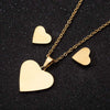 Women's Stainless Steel Heart Pendant Ochain Necklace And Matching Earrings Set With Electroplated Finish