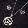 Women's Stainless Steel Heart Pendant Ochain Necklace And Matching Earrings Set With Electroplated Finish