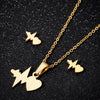 Women's Stainless Steel Heart Pendant Ochain Necklace And Matching Earrings Set With Electroplated Finish