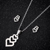 Women's Stainless Steel Heart Pendant Ochain Necklace And Matching Earrings Set With Electroplated Finish