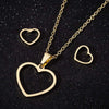 Women's Stainless Steel Heart Pendant Ochain Necklace And Matching Earrings Set With Electroplated Finish