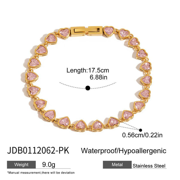 Women's Stainless Steel Heart Shape Electroplated Bracelet Jewelry