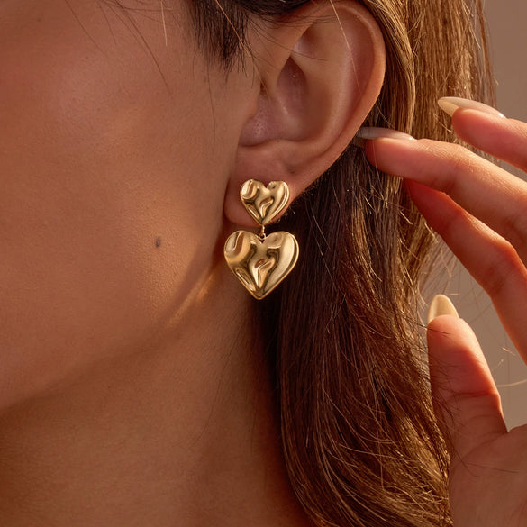 Women's Stainless Steel Heart Shape Electroplated Fashion Earrings