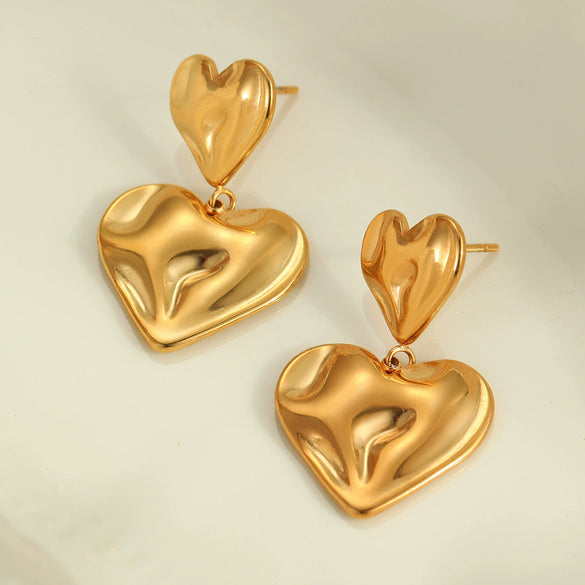 Women's Stainless Steel Heart Shape Electroplated Fashion Earrings