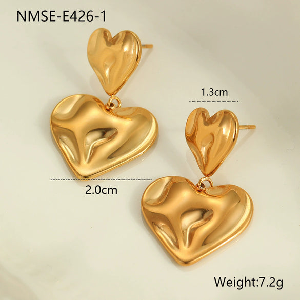 Women's Stainless Steel Heart Shape Electroplated Fashion Earrings