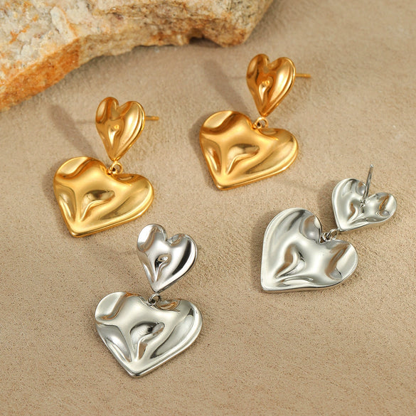 Women's Stainless Steel Heart Shape Electroplated Fashion Earrings