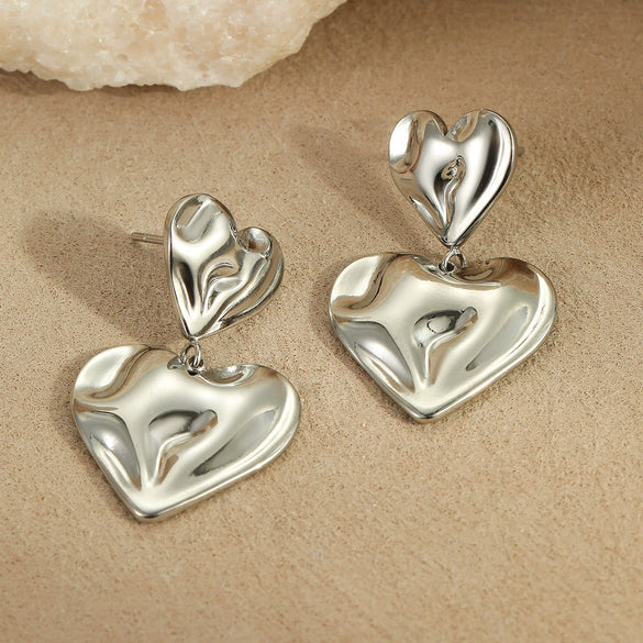 Women's Stainless Steel Heart Shape Electroplated Fashion Earrings