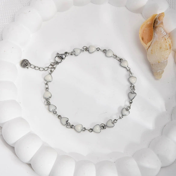 Women's Stainless Steel Heart Shape Fashion Sweet Bracelet With Electroplating