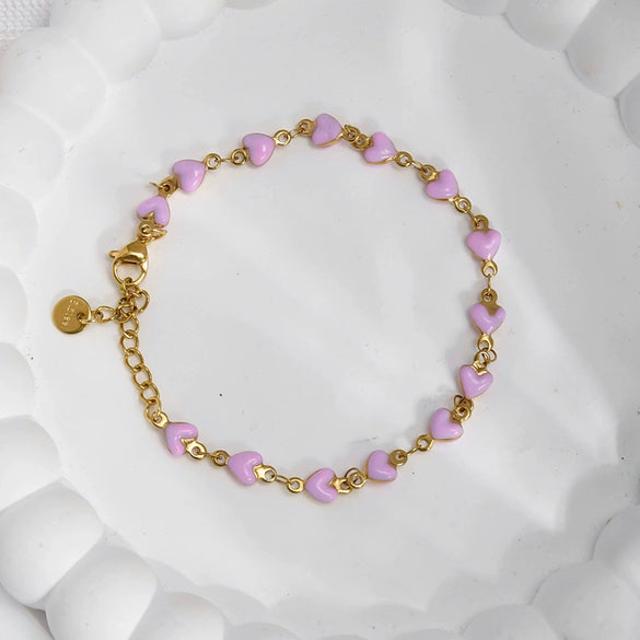 Women's Stainless Steel Heart Shape Fashion Sweet Bracelet With Electroplating