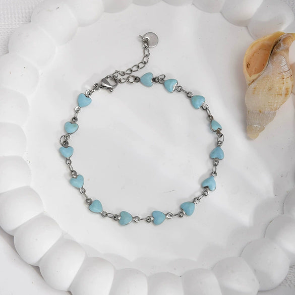 Women's Stainless Steel Heart Shape Fashion Sweet Bracelet With Electroplating