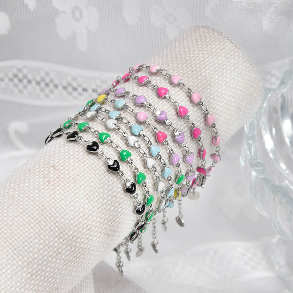 Women's Stainless Steel Heart Shape Fashion Sweet Bracelet With Electroplating