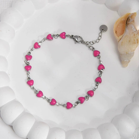 Women's Stainless Steel Heart Shape Fashion Sweet Bracelet With Electroplating