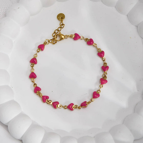 Women's Stainless Steel Heart Shape Fashion Sweet Bracelet With Electroplating