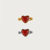 Women's Stainless Steel Heart Shaped Agate Retro Ring With Electroplating