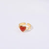 Women's Stainless Steel Heart Shaped Agate Retro Ring With Electroplating